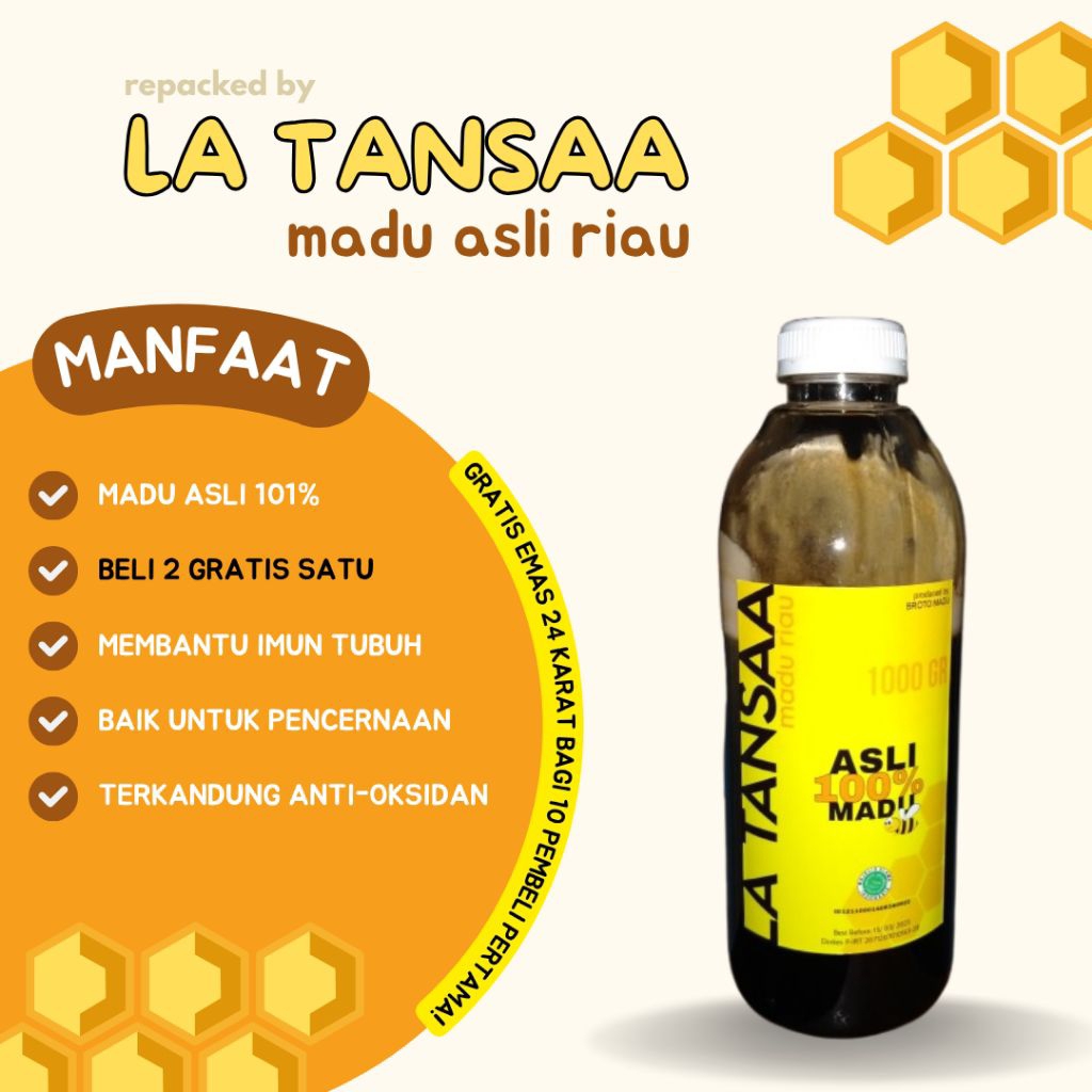 

(BELI 2 GRATIS 1) MADU ASLI MURNI 100% LA TANSAA 1000 GRAM