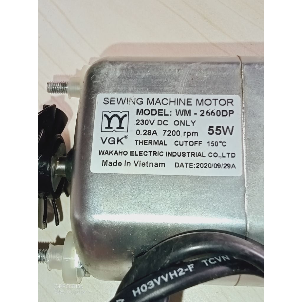 DINAMO MESIN JAHIT SINGER 230V DC ONLY 0.28A 7200 RPM 55W BEKAS