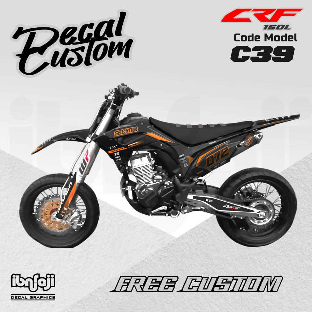 decal crf 150 l custom full body hitam oren c39