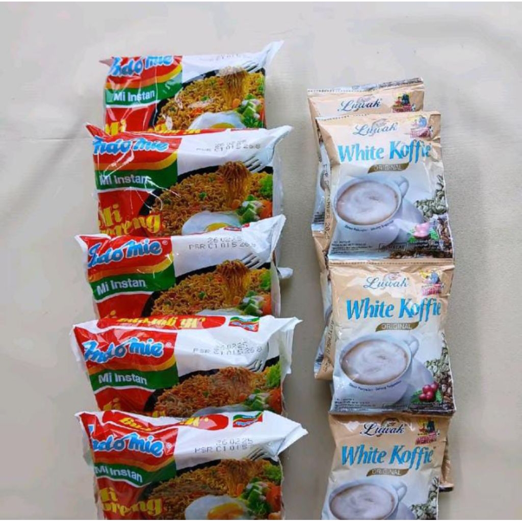 

PAKET KENYANG 5 PCS INDOMIE GORENG + 10 SACHET LUWAK WHITE KOFFIE