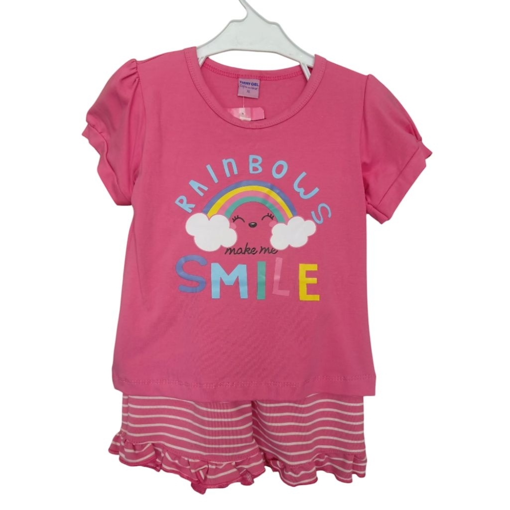 Timmy girl Setelan Lengan Pendek & Celana Pendek Anak Perempuan