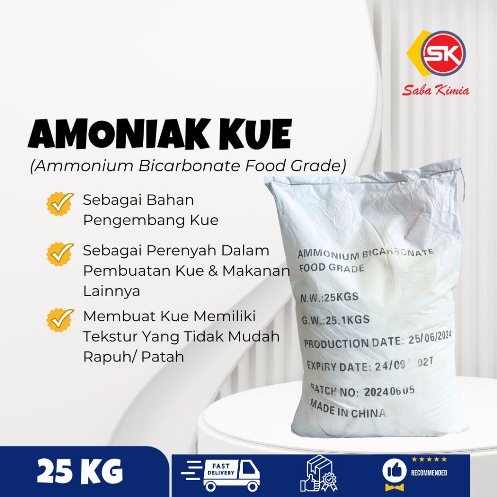 

Amoniak kue / Amonia Kue / Ammonium Bicarbonate 1 Sak
