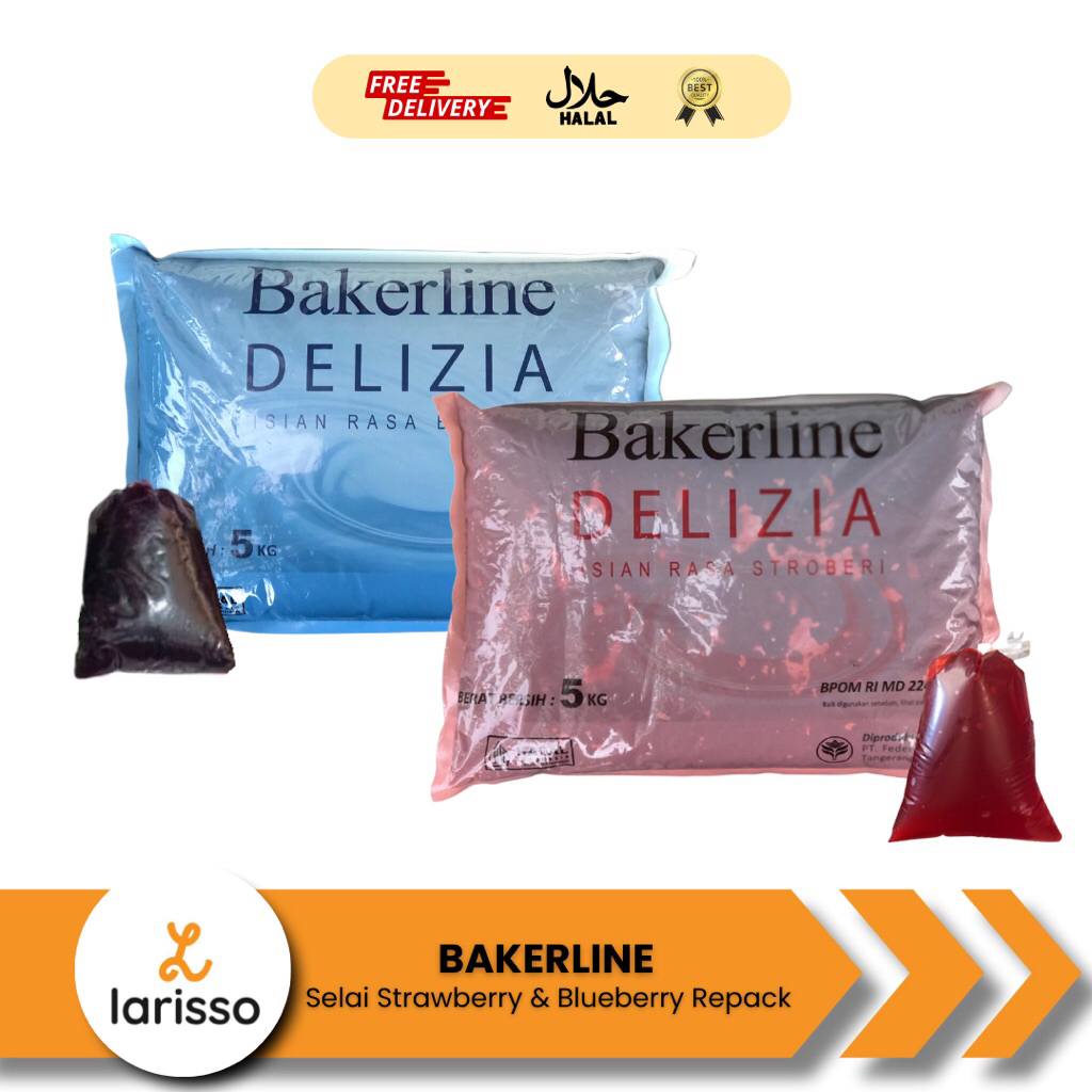 

Selai Delizia Repack - Selai Strawberry Blueberry 250g 500g & 1kg - Selai Tanpa Serat