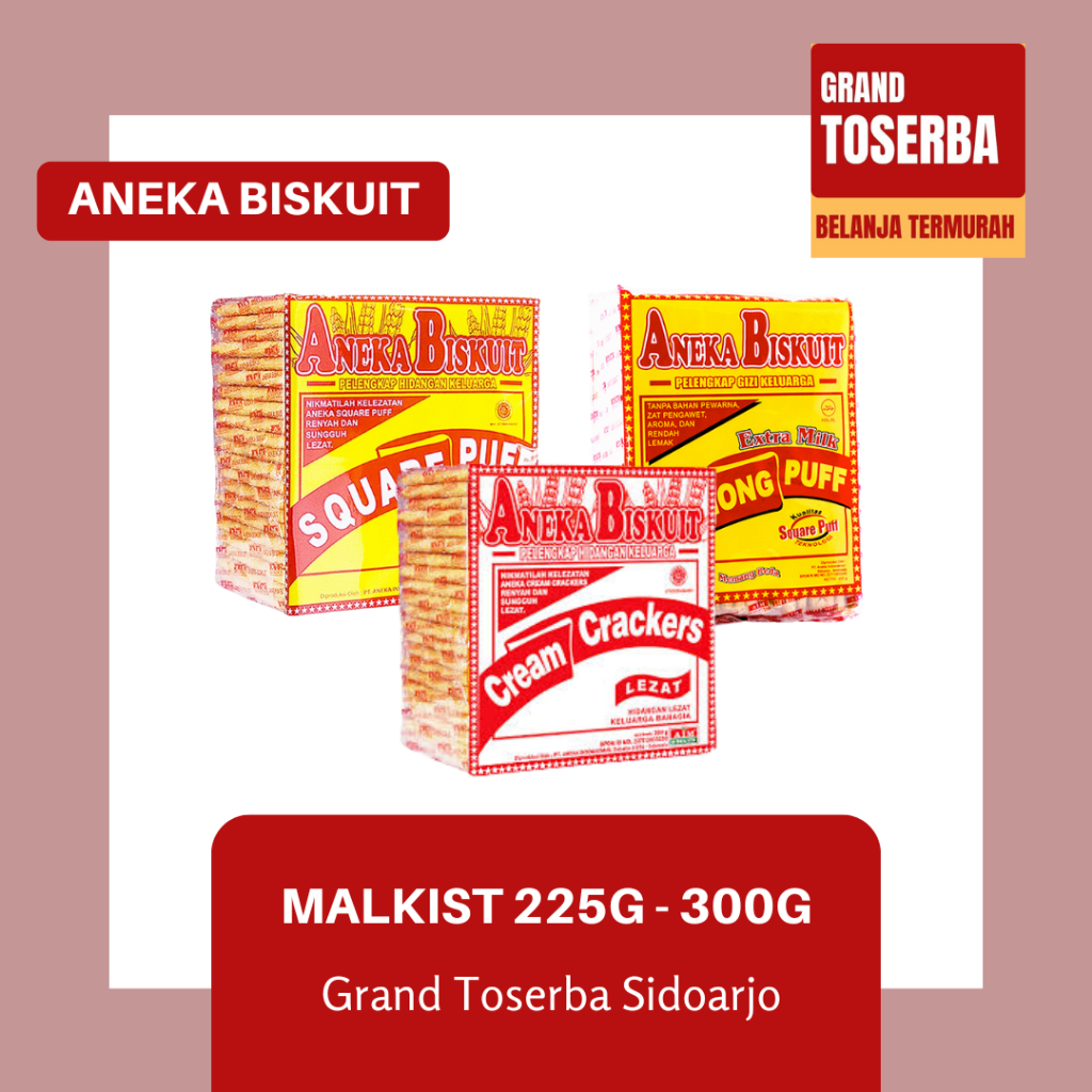 

ANEKA BISKUIT MALKIST 225g - 300g / BISKUIT LAPIS / CREAM CRACKERS / SQUARE PUFF / EXTRA MILK / MAKANAN RINGAN