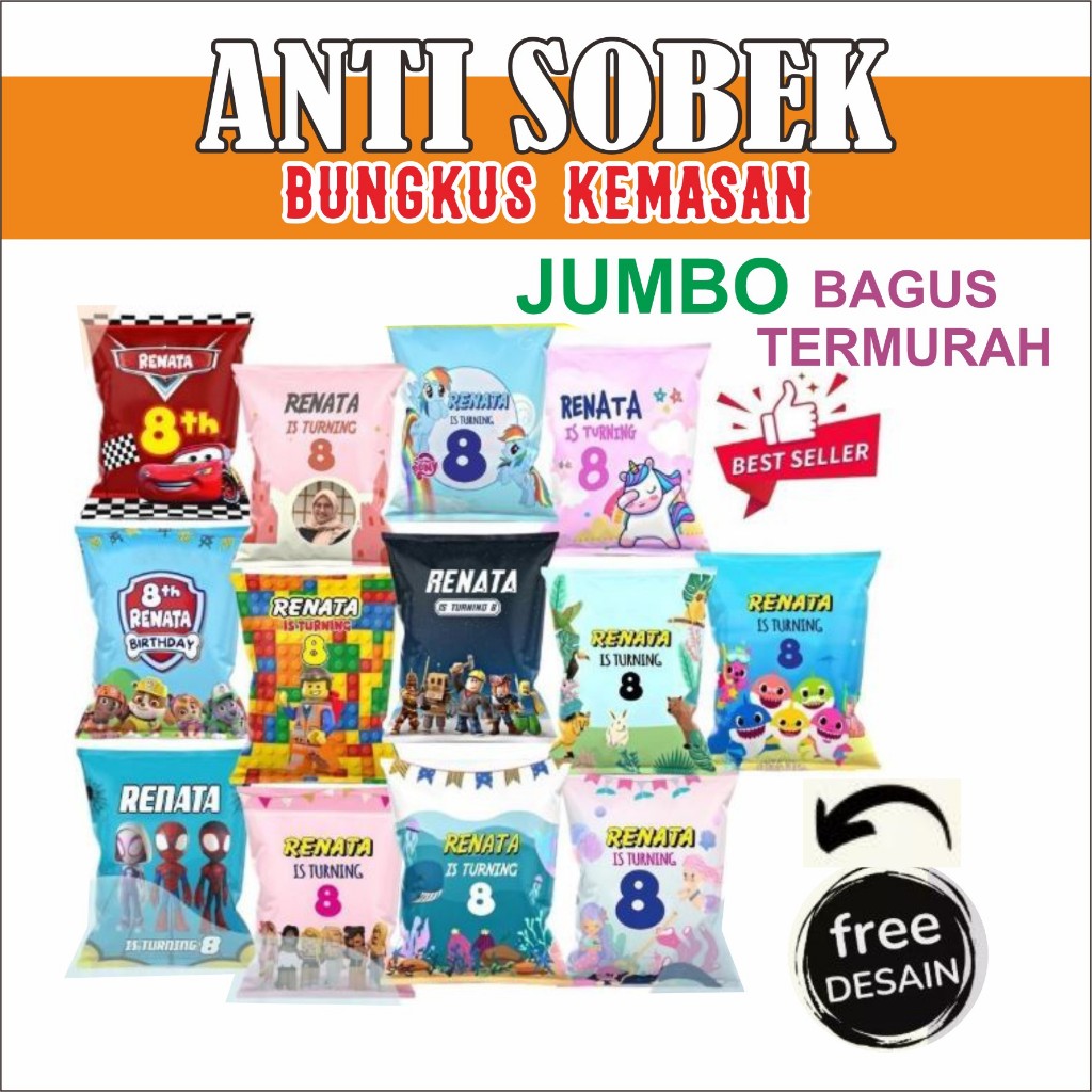 

Pouch Snack Kemasan Snack Ulang tahun custom | Giant Pouch Snack Ultah