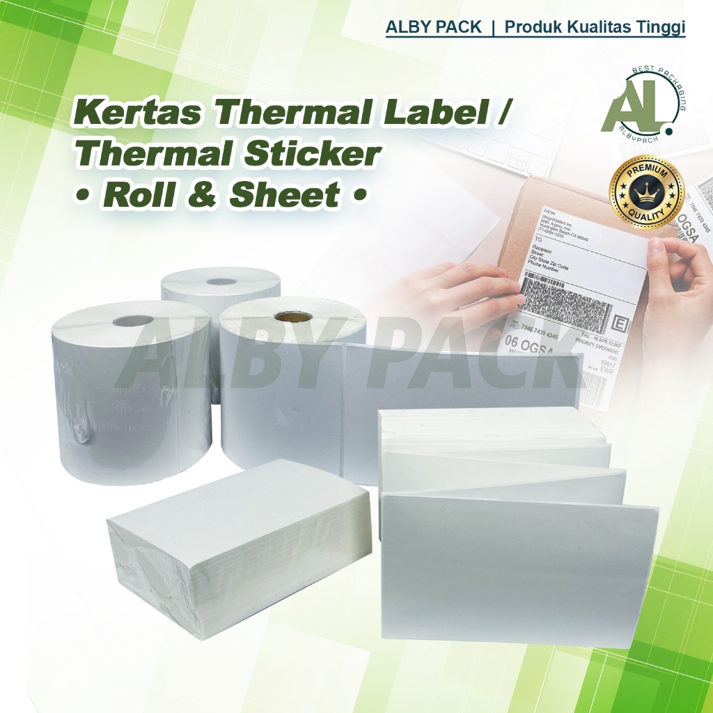 

Kertas Thermal Stiker / Thermal Label Resi / 100x150 500 Lembar Premium