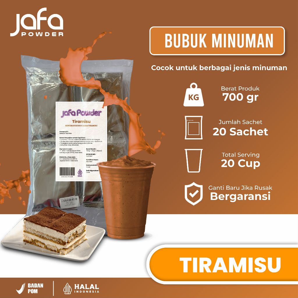 Bubuk Minuman Rasa Tiramisu 700 Gram - Bubuk Minuman Premium Rasa Tiramisu - Halal & BPOM