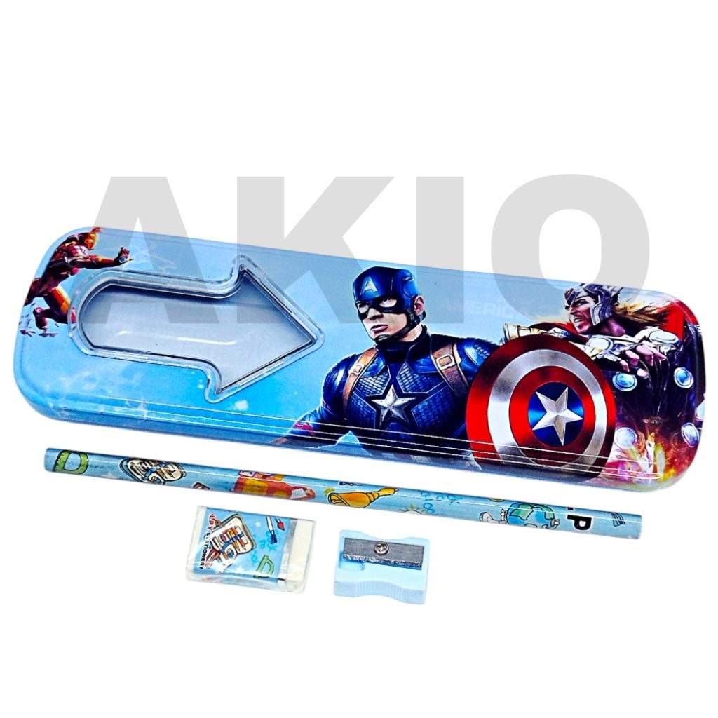 

Tempat Pensil Anak Set Alat Tulis Karakter SUPERHERO AVENGERS CAPTAIN AMERIKA THOR IRONMAN LPY99-16 Kaleng Besi Murah