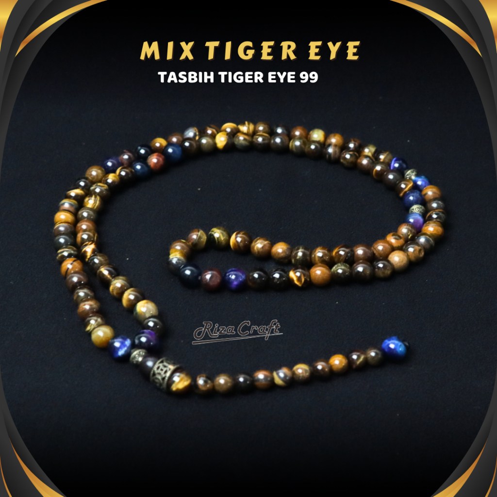 Tasbih Batu Alam Akik 99 Butir Tiger Eye ASLI 100% Original by RIZACRAFT