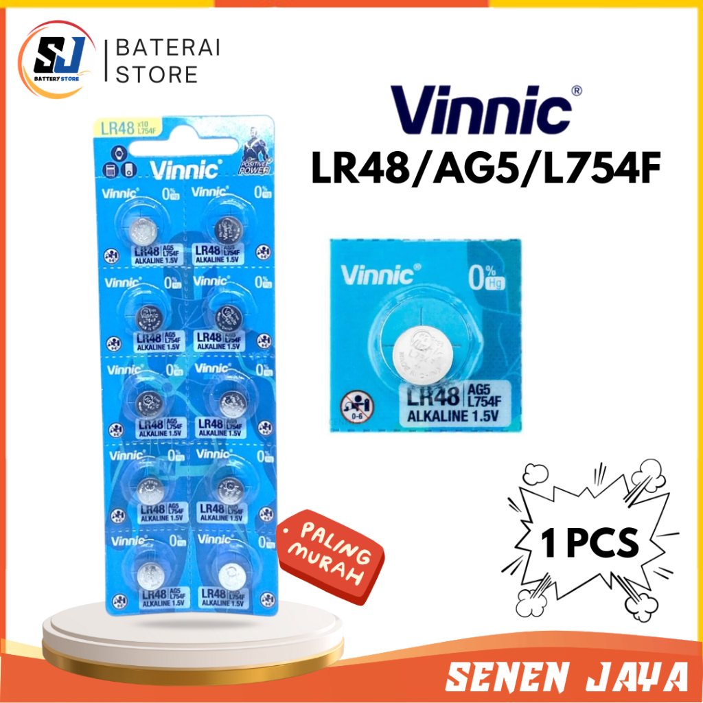 PROMOOVINNIC LR48 LR750 AG5 L754F HEARING AID Battery Batre Kancing VINNIC LR48 LR750 AG5 L754F