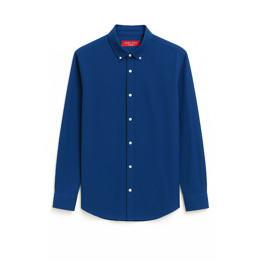 Kemeja Pria Zara Man Slim Fit - Biru Navy Elegan