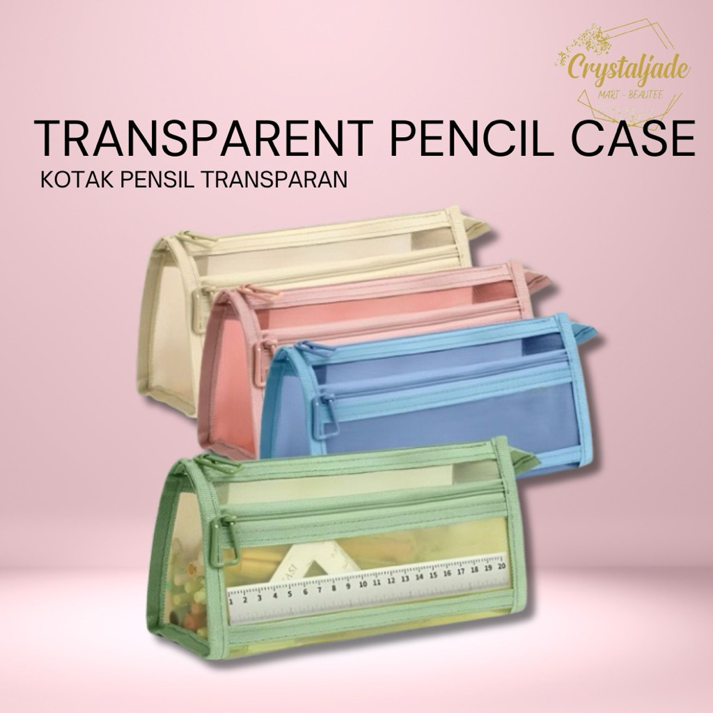 

Kotak Pensil Korea Mesh / Tempat Pensil Transparan Simple Transparan
