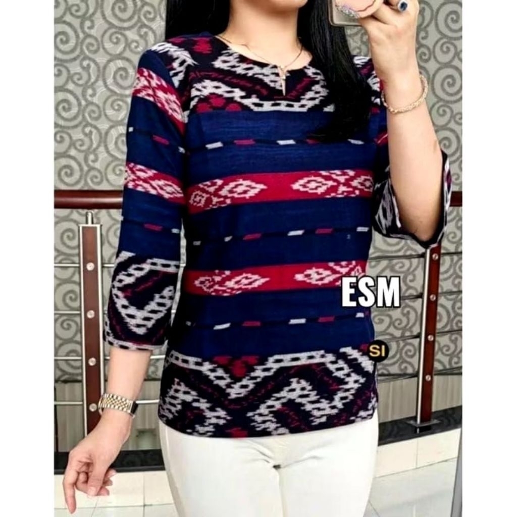 BLOUSE TENUN MOTIF, BAJU TENUN WANITA, BAJU ATASAN TENUN ETNIK