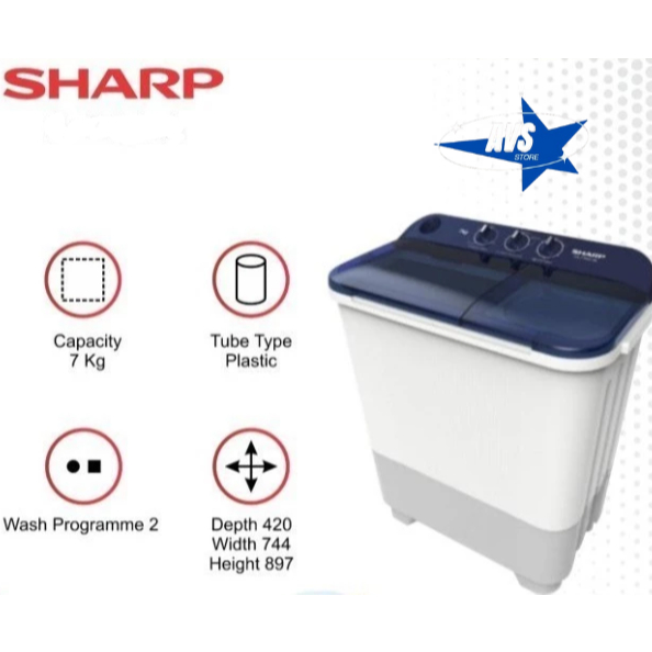 SHARP MESIN CUCI 2 TABUNG 7KG EST 75NT