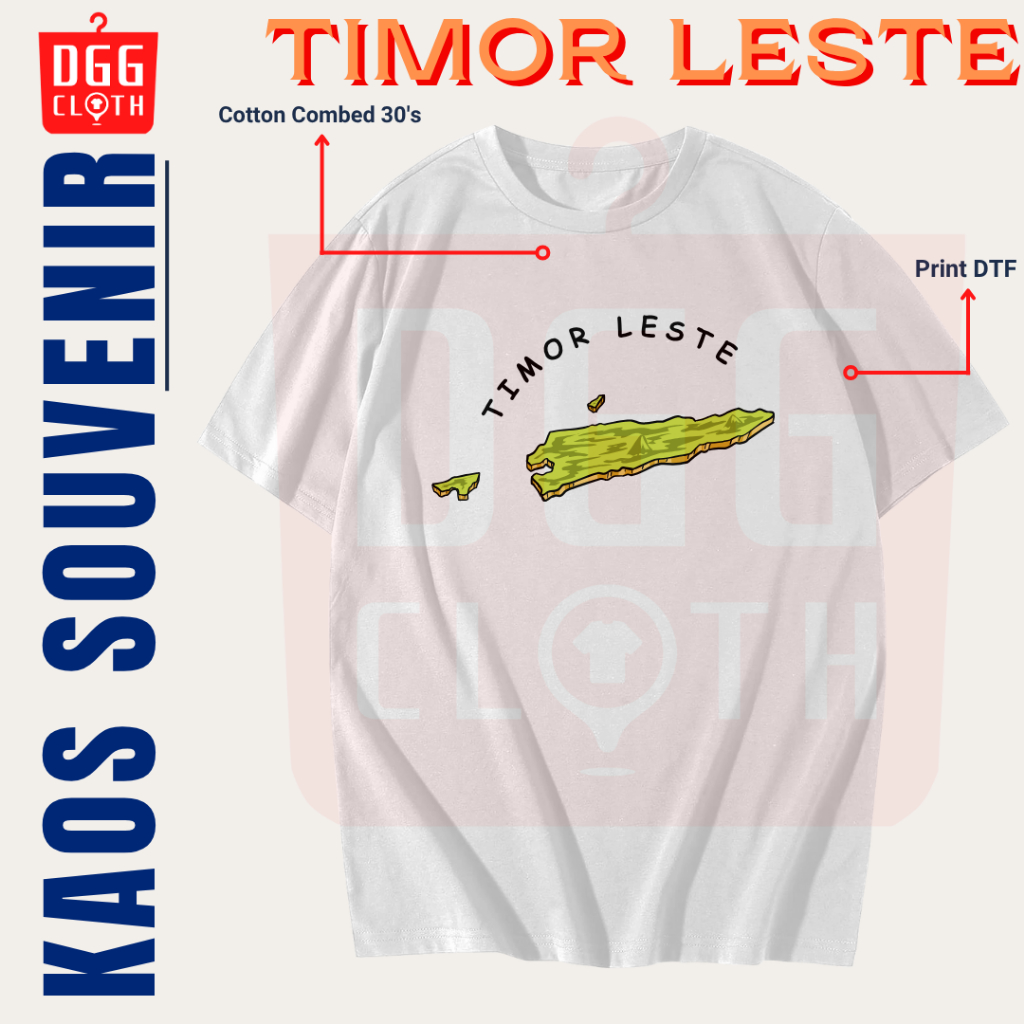 DGG Kaos Oleh-Oleh Timor Leste White Tshirt Baju Souvenir Dili City Dewasa Anak Type 1