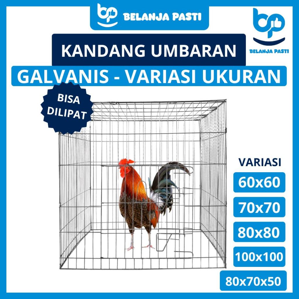 Kandang Umbaran Galvanis Bisa Dilipat - Variasi Ukuran