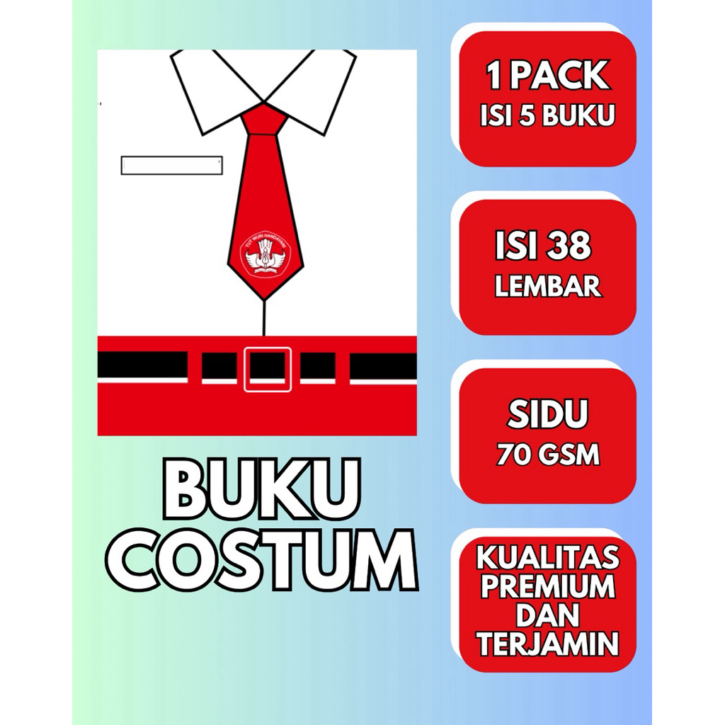 

Buku Tulis Custom Seragam Sekolah SD,TK,MI,SMP,MTS,SMA 38 Lembar / Buku Tulis Sekolah 1 Pack isi 5 buku