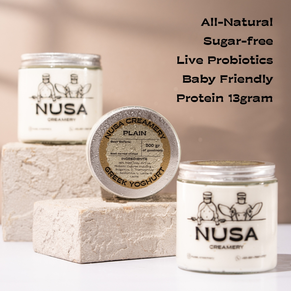 

GREEK PLAIN Nusa Creamery Yoghurt / Yogurt Yunani Natural Fresh Probiotik / Yogurt Bayi Anak Live Active Probiotics / Baby Snack Sehat - 500 gram