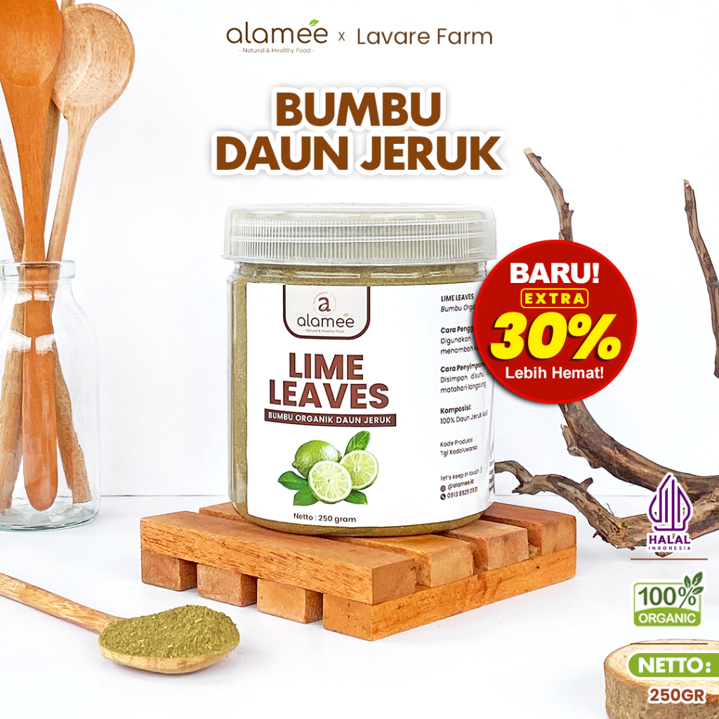 

ALAMEE Bubuk Daun Jeruk Bumbu Instan Lime Powder Dapur Organik Murni Asli Tanpa Campuran 250gr BUMA