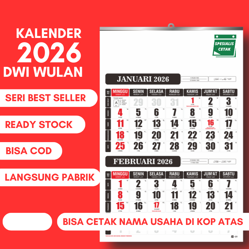 

OBRAL KALENDER DINDING 2026 ISI 6 LEMBAR UKURAN 32 X 48 CM EKONOMIS