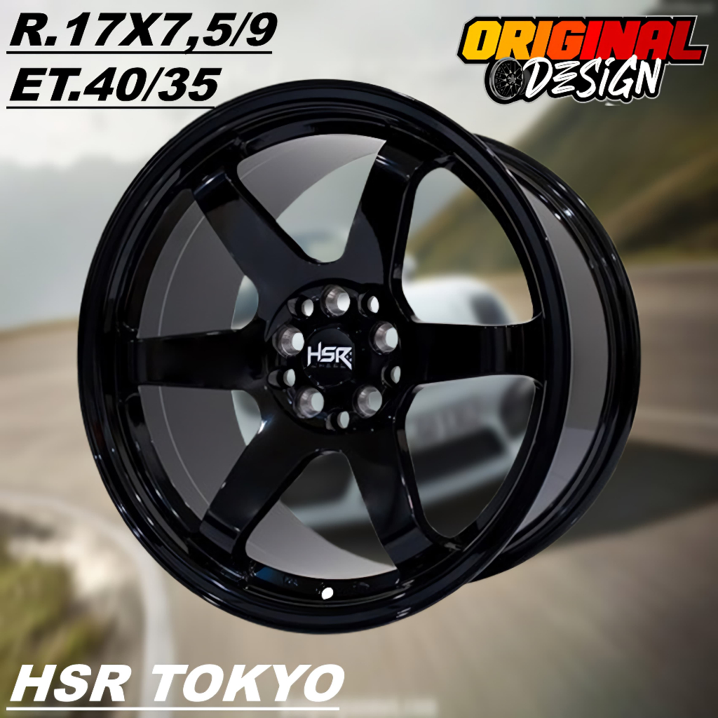 Pelek Mobil Ring 17 Model TE37 Warna Hitam Lubang 5 Velg HSR TOKYO R17
