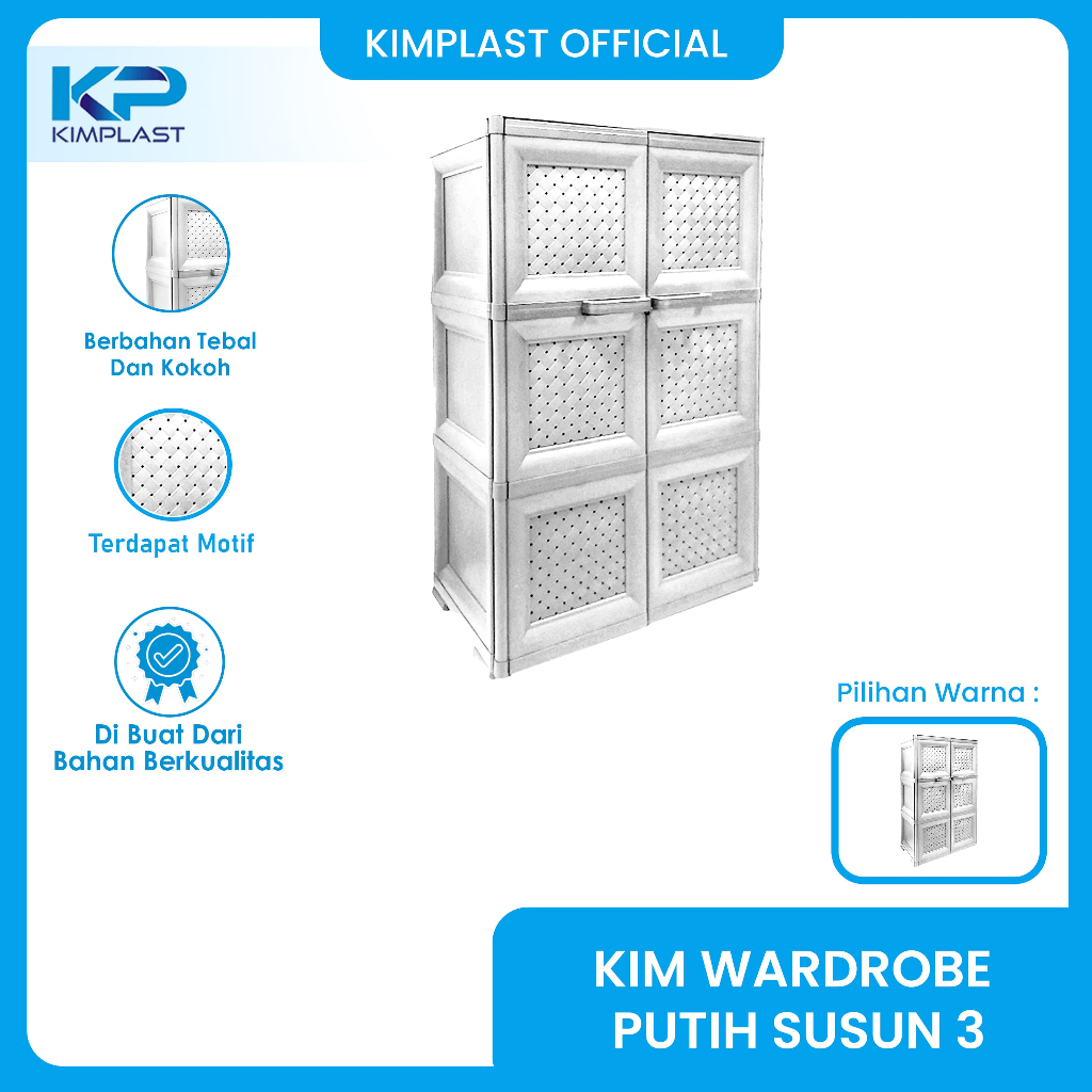 KIMPLAST Wardrobe Putih Susun 3/ Wardrobe KIM/ Wardrobe Plastik/ Lemari Plastik 6 Pintu/ Lemari Paka