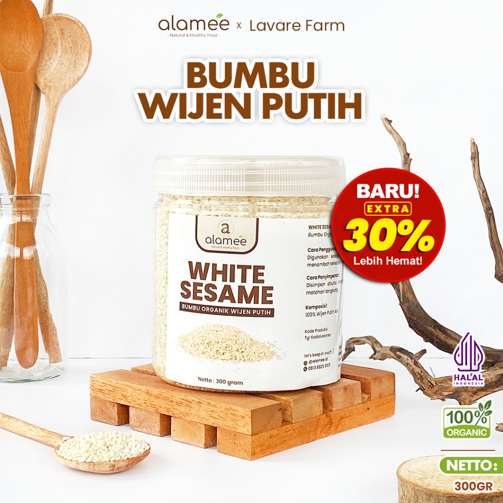 

ALAMEE Wijen Putih Bumbu Dapur Organik White Sesame Seed Bumbu Dapur Masak Rempah Tanpa Campuran BUMA