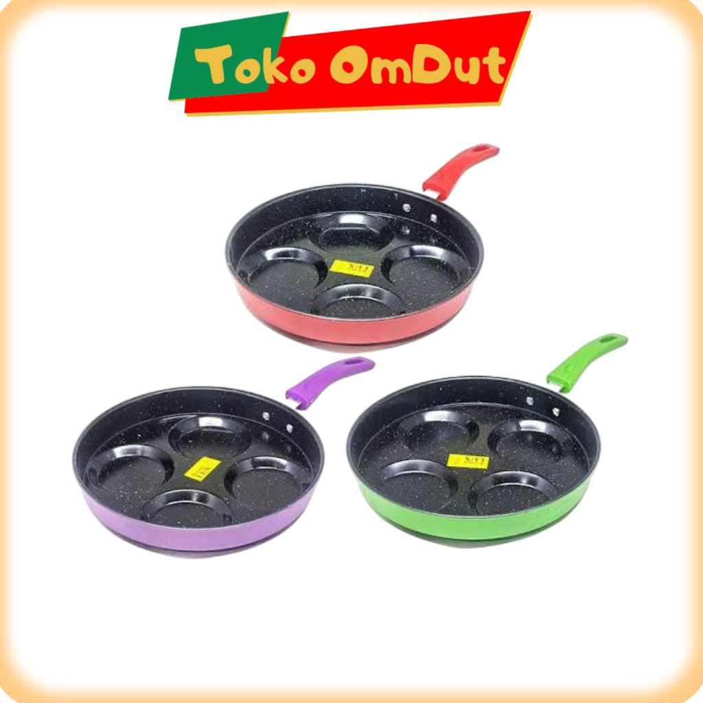 Wajan Cetakan Telur Mata Sapi 4 Lubang / Teflon Anti Lengket / Frypan Cetakan Telur Ceplok