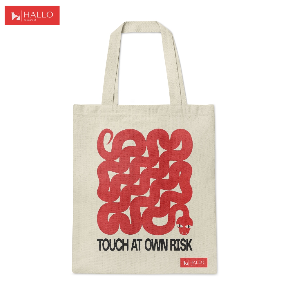 HALLO Totebag Kanvas Tebal Premium Penutup Resleting Tas Kuliah Pria Wanita Unisex Broken White - TO
