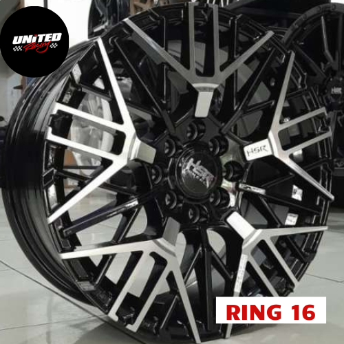 VELG RACING MOBIL BRIO JAZZ VIOS AVEGA PICANTO R16 HSR BENAWA JARI JARI RING 16 PELEK BLACK POLLISH 
