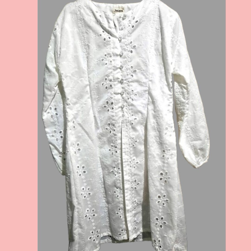 Tunik katun bordir putih