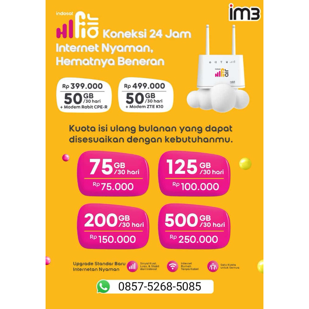 HiFi Air medem ROUTER from Indosat ooredo Free kartu perdana IM3 dengan kouta 50GB