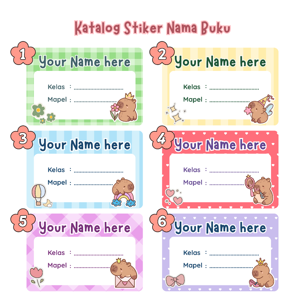

Capybara | Stiker Label Buku Pelajaran Stiker Nama Buku / Stiker Custom Nama Buku Pelajaran / Sticker Label Nama Buku