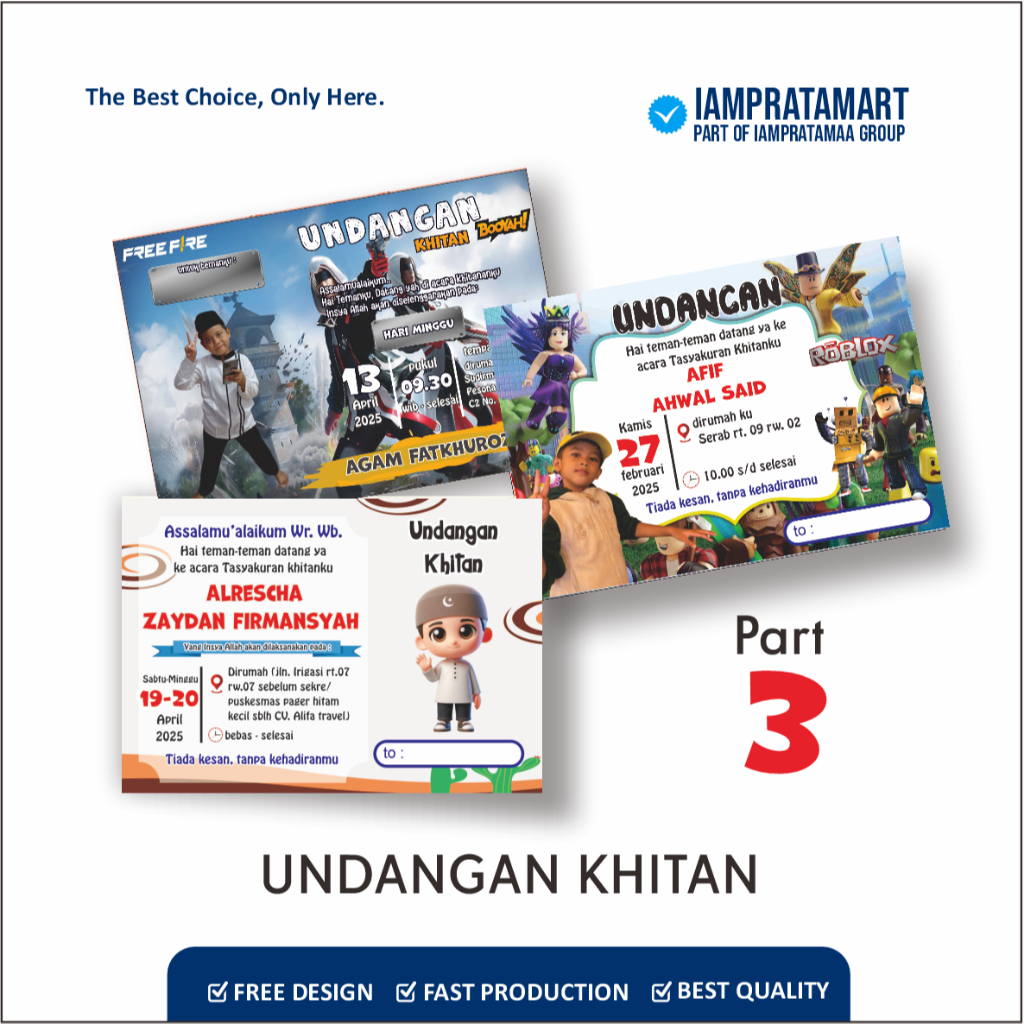 Undangan Khitan Anak / Undangan Khitan Karakter / Undangan Khitan