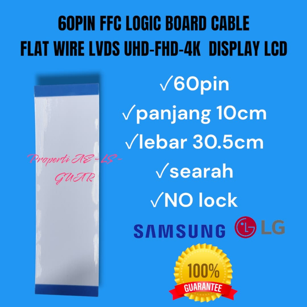 LVDS 60 PIN 10CM 60PIN 10 CMFFC CABLE FLAT WIRE SOFT CABLE KABEL LVDS 60PIN LAYAR LCD LED TV UHD FHD