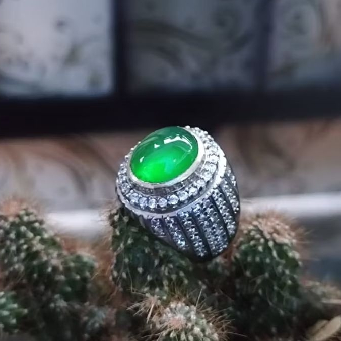 Natural Cincin Akik Bacan Gulau Ijo Botol Kristal Giwang Kantoran