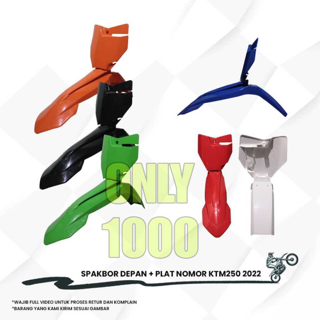 BODY SET KTM 250 2022 2ITEM PLAT NOMER SPAKBOR DEPAN COVER NOMOR SLEBOR NUMBER PLATE FRONT FENDER KT