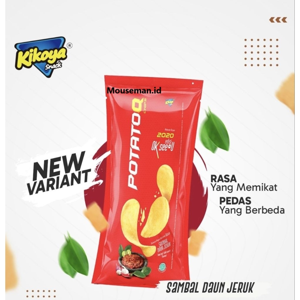POTATO Q CHIPS Kikoya Snack Makanan Ringan 2020 edisi OK see-U Kentang Rasa SAMBAL DAUN JERUK lime l