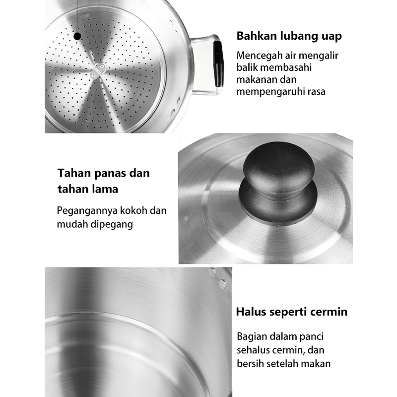 NEW DEALS Lekepu PRESTO Stock Pot HAPPY CALL 3L 4L 6L 8L 10L 12L 15L 18L WITH STEAMER Alumunium