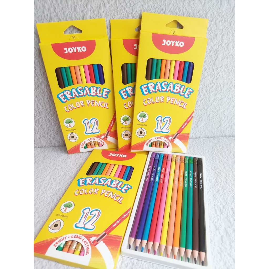 

Pensil Warna + Penghapus JOYKO / Color Pencils Erasable Set 12 Warna