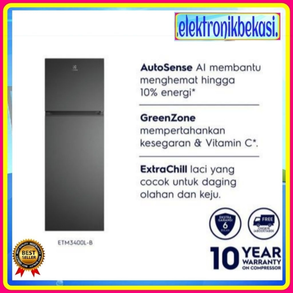KULKAS ELECTROLUX ETM 3400 L-B / KULKAS ELECTROLUX 2 PINTU ETM 3400 / KULKAS ELECTROLUX ETM3400L-B