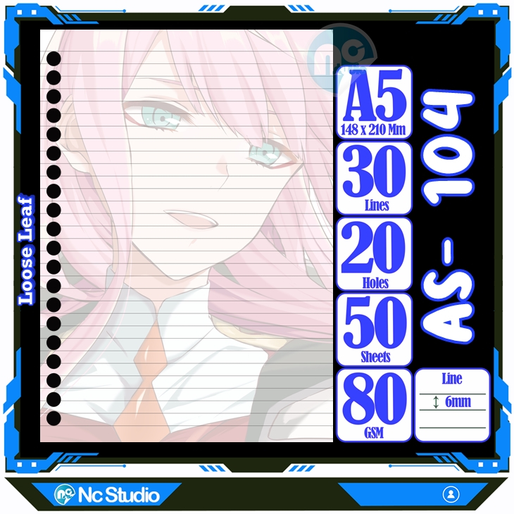 

Loose leaf Kertas binder A5 Isi 50 Lembar Polos karakter Anime Sexy Miku Gadis kartun seksi Buku Refil isi ulang lucu warna warni bergambar garis Repil Vol-5