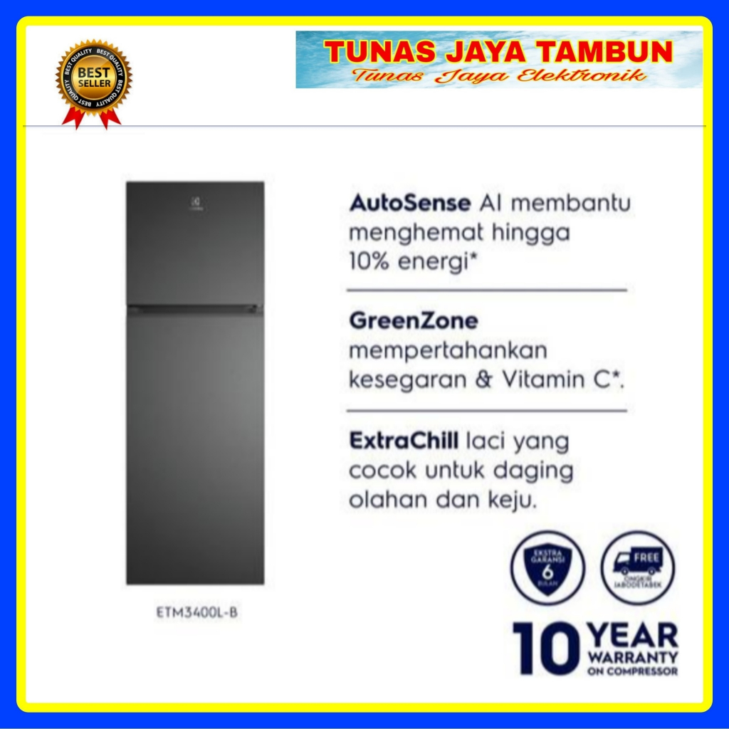 KULKAS ELECTROLUX ETM 3400 L-B / KULKAS ELECTROLUX 2 PINTU ETM 3400 / KULKAS ELECTROLUX ETM3400L-B