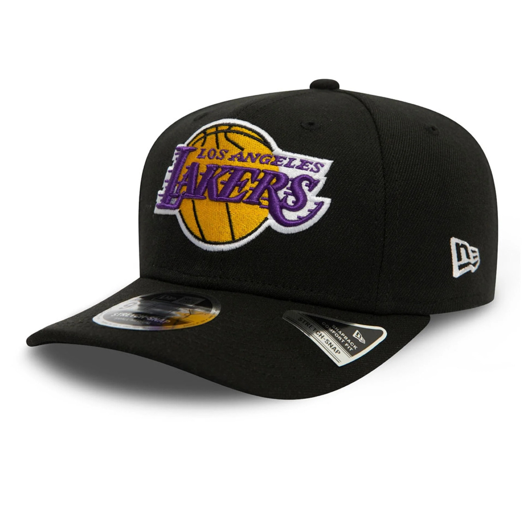LA Lakers Black 9FIFTY Stretch Snap Cap. Topi Unisex Pria Wanita. Official Original Merchandise
