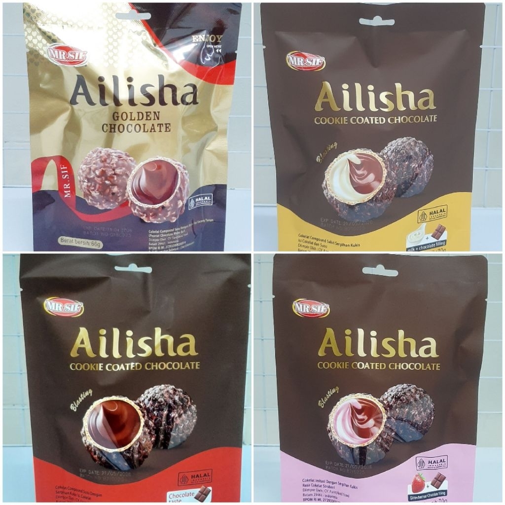 

Ailisha Chocolate 70gr tersedia berbagai varian