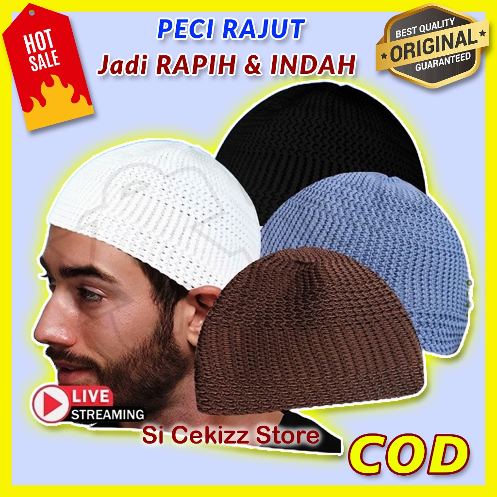 Peci Rajut Dewasa / Peci Putih Polos / Peci rajut oleh oleh haji