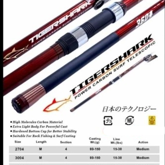 joran pancing daido Tiger shark antena surf pantai 270 300 360 390 420 450 - joran carbon