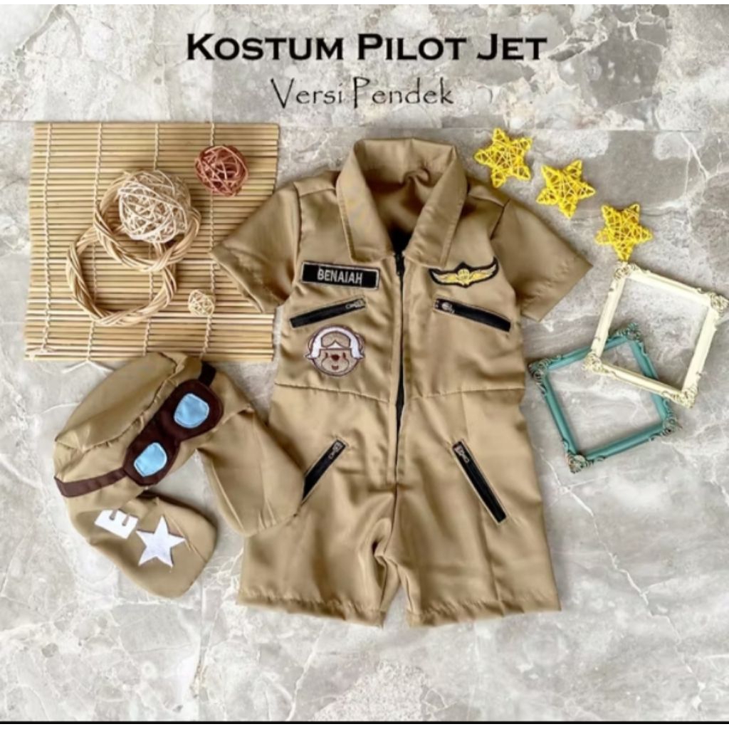 Kostum Pilot Jet Anak | Baju Pilot Jet Pendek | Kostum Pilot Pesawat Anak | Pakaian Pilot Jet Cospla