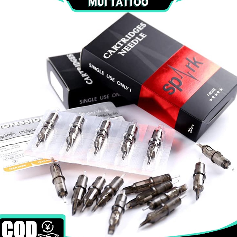 KODE W76A 5pcsset 1 lembar Jarum Tato SPARK Tato Transparan Tato One Piece Tattoo Needles Peralatan 