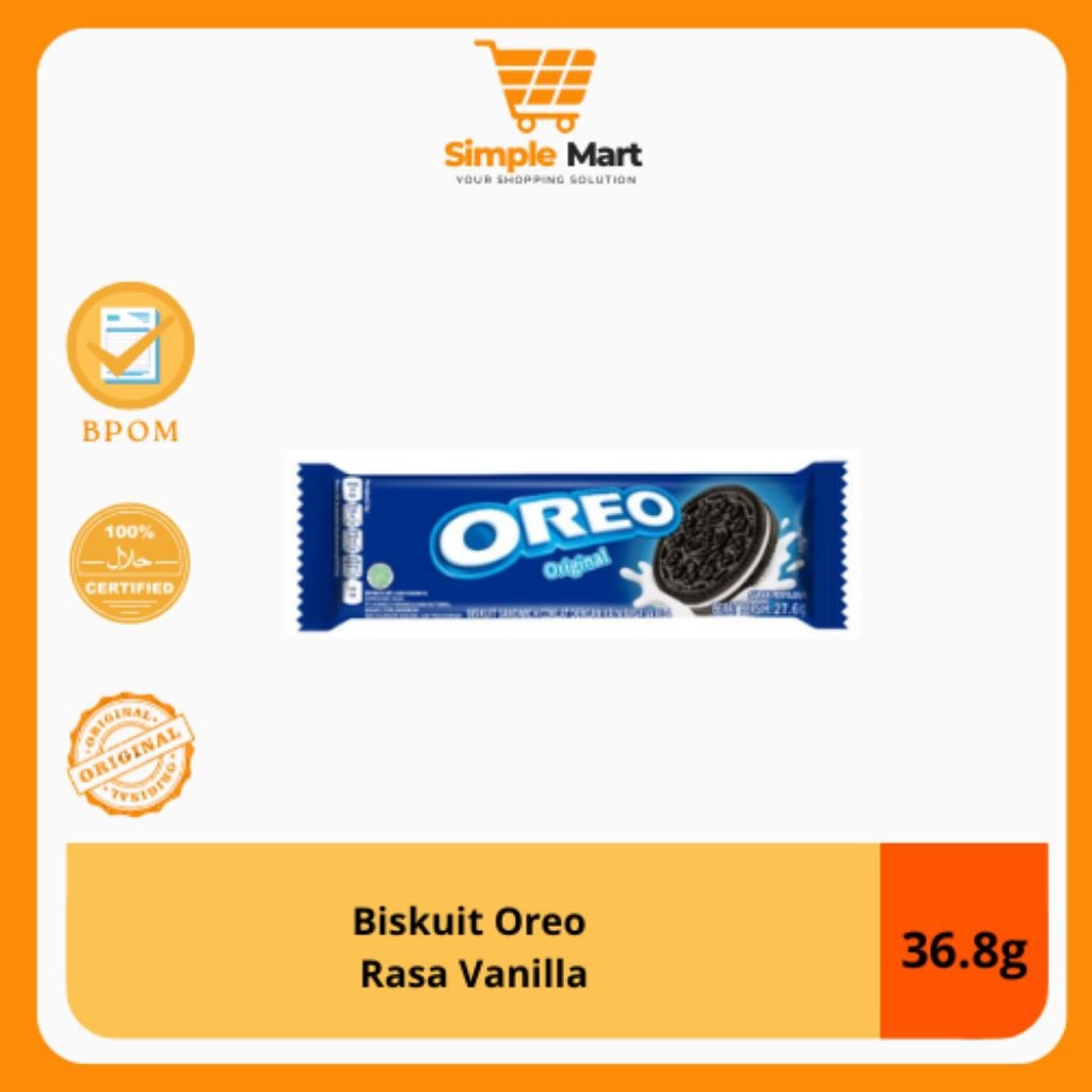 

Cookies Biskuit oreo rasa vanilla 37g BPOM, Halal, Original